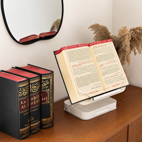 Support de lecture réglable avec rangement intégré